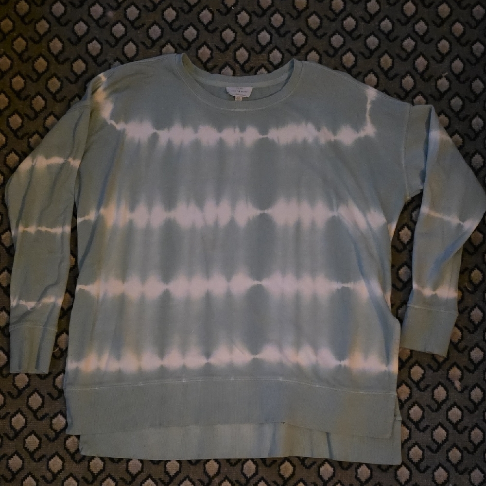 Lucky Brand Tie-Dye Top in Blue and White